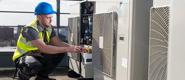 HVAC professional working