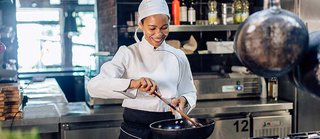 culinary student in a kitchen.